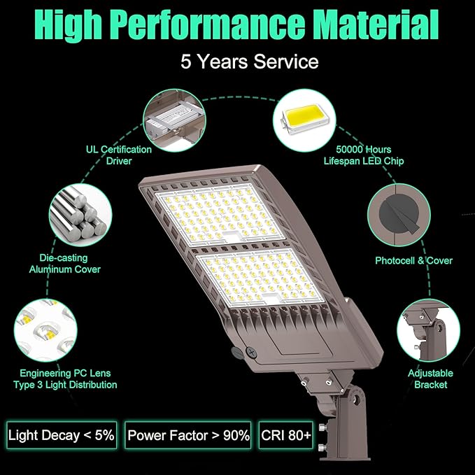 450W LED Parking Lot Light Dusk to Dawn Photocell with Slip Fitter 67,500LM, DLC ETL Listed Outdoor Street Area Light LED Shoebox Parking Pole Light 5000K IP65 Waterproof Commercial Lights 100-277VAC