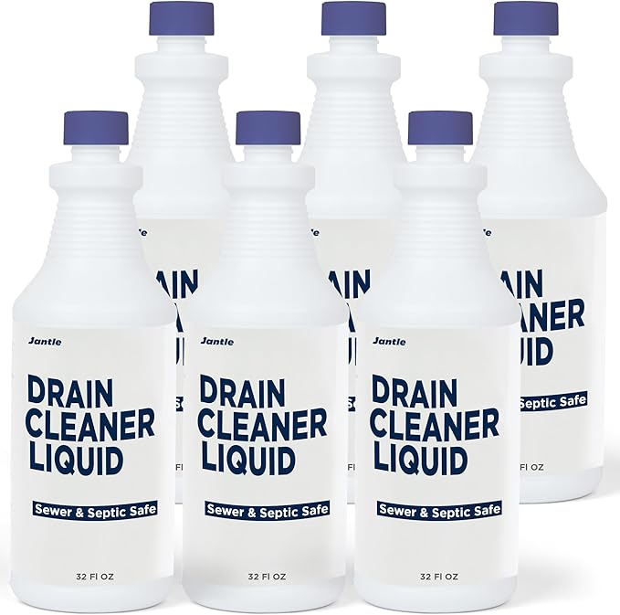 Drain Cleaner Liquid, Drain Clog Remover, 12 PK (32 Oz Per Bottle), Shower Drain Cleaner Hair Clog Removal - Plumbing & Septic Safe - Breaks Down Grease, Paper, Fat, Oil - Easy to use - 6 Pack