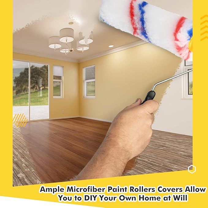 Leumoi 100 Pcs Paint Roller Covers 1/2 x 4 Inch Microfiber Paint Roller Covers Paint Brush Cover Small Roller Nap Mini House Painting Supplies for Painting Wall DIY Household Tool (Red Blue)