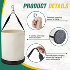 1 Pack Utility Canvas Tool Bucket 15" x 12" All Purpose Canvas Bucket Bag, Truck Tool Organizer with Plastic Bottom Metal Hook for Store Work Accessory, Load Capacity up to 150 Lbs (White)