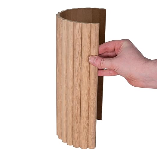 Outwater 1' Wide x 8' High x 3/8" Thick Unfinished Solid White Oak Flexible Tambour Sheet with 3/4" Half-Round Slats – Flexible, Premium-Grade Panel for Walls, Ceilings, and Custom Applications