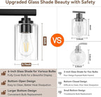 8-Light Bathroom Light Fixtures, 51" Modern Vanity Lights Over Mirror with Clear Glass Shades, Matte Black Light Fixture, Classic Wall Light Fixture for Mirror Living Room Cabinet Bedroom Porch