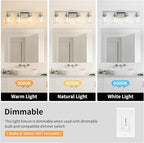 Bathroom Vanity Light, 4-Light Nickel Modern Matte Wall Sconce Lighting with Clear Glass Shade, Wall Lights,Bath Vintage Wall Mounted Lamps for Mirror Bedroom Living Room