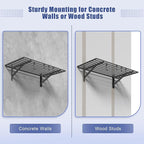 2x4ft Heavy Duty Garage Shelving, 2' x 4' Garage Wall Shelving Wall Mounted, 200LB Capacity Storage Rack with Hooks (1pack-2x4ft)