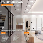 BesLowe 12 Packs 6 Inch 5CCT LED Recessed Ceiling Lights Ultra-Thin with Junction Box, 12W 150W Eqv, 3000K/3500K/4000K/5000K/6500K, 1200LM Dimmable Canless Downlights for Kitchen Hallway Dining Room