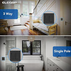 ELEGRP Dimmer Light Switch for 300W Dimmable LED/CFL Lights and 600W INC/HAL Bulbs, Single Pole/3-Way LED Slide Dimmer Light Switch, Wall Plate Included, UL Listed, 5 Pack, Black