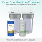 SimPure 10" x 4.5" Carbon and KDF Filters, Whole House KDF/GAC Water Filter Cartridge Replacement for DB10C-2KDF, DB10P (2 Pack)