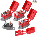 4 Pieces DC 12V - 24V Automatic Reset Circuit Breaker Circuit Breaker with Cover Stud Bolt for Automotive and More (20 Amp)