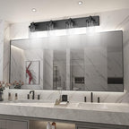 Aipsun Bathroom Vanity Light Farmhouse 4 Light Matte Black Vanity Lighting Fixtures with Clear Glass Shade(Exclude Bulb)