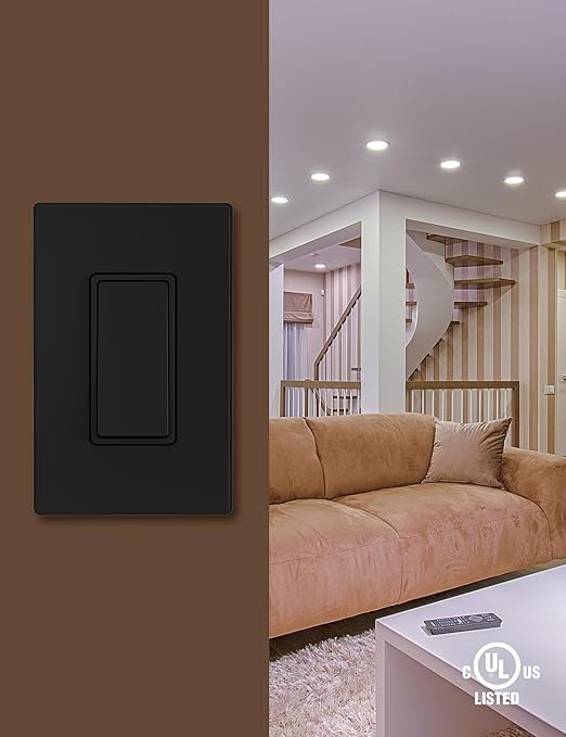 AIDA Single Pole Rocker Decora Light Switch, 15 Amp Self-grounding Electrical Light Switches, Residential Grade, UL Listed (50, Matte White, Wall Plate Included)