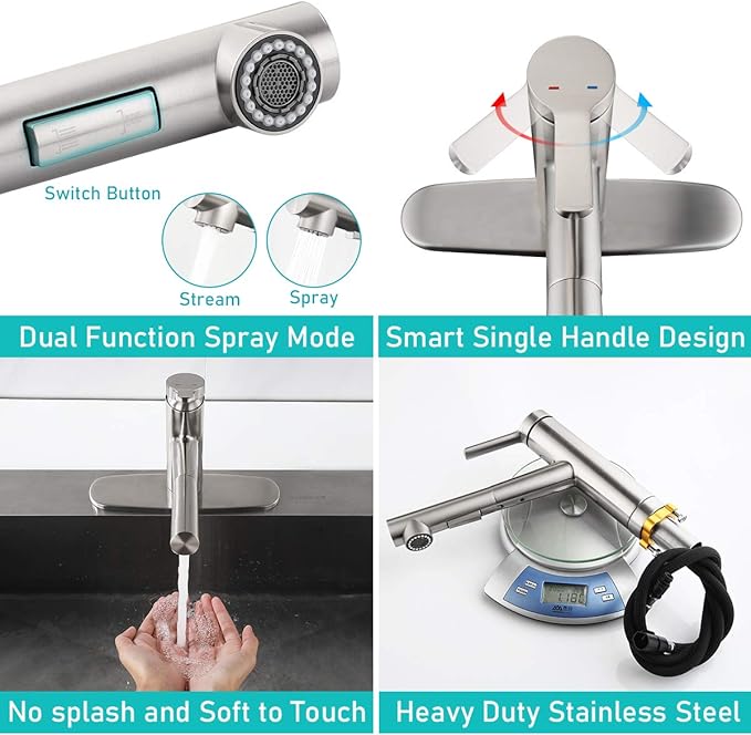 Kitchen Sink Faucet Chrome Crea Pull Out Sprayer Farmhouse Bar Sink Faucets Mixer Tap