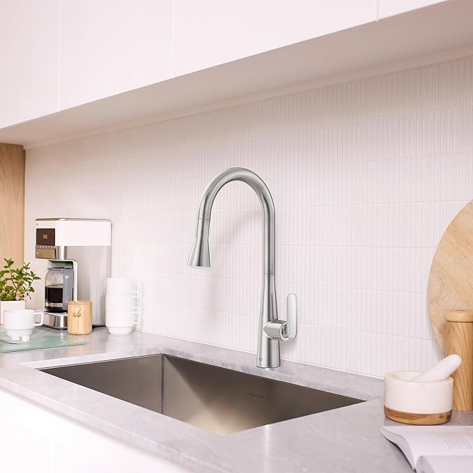 American Standard 104881DC00 Aspirations Single-Hole Kitchen Sink Faucet with Pull-Down Sprayer, 1.8 GPM, Stainless Steel