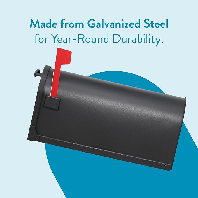 ARCHITECTURAL MAILBOXES Gibraltar Mailboxes Arlington Large Capacity Galvanized Steel Textured Black, Post-Mount Mailbox, AR15B000