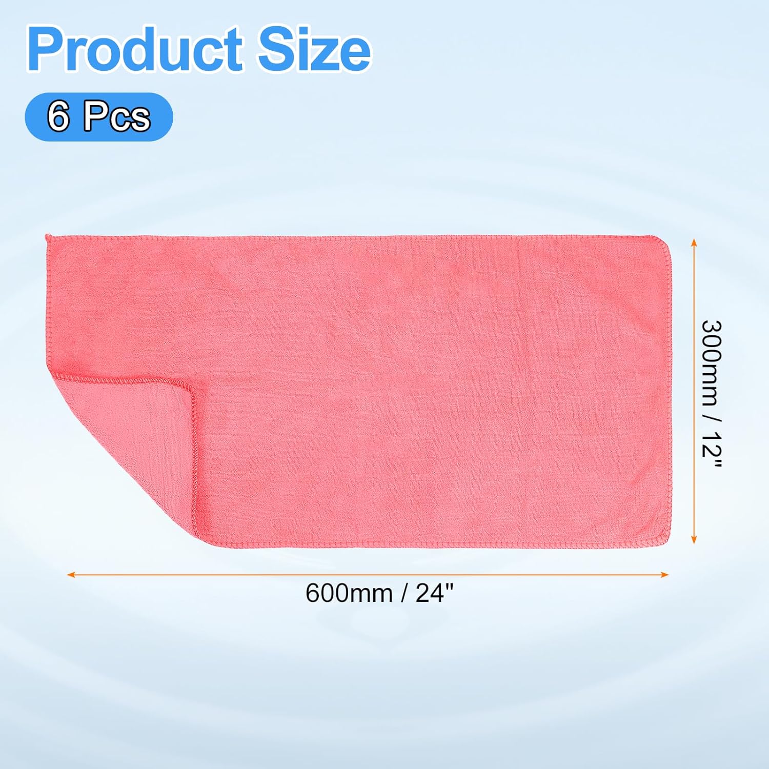 HARFINGTON 6 Pack Microfiber Cleaning Cloth, 24" x 12" Multi-Functional Cleaning Towels Reusable Absorbent Rags for Car Wash Kitchen Household Window Clean, Rose Red
