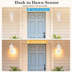 GRUENLICH Dusk to Dawn Outdoor Wall Sconce, Exterior Front Porch Lighting with Clear Glass, White Aluminum Outside Coach Light for Patio Doorway Garage, 1 Pack