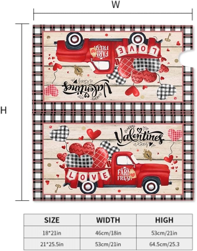 Valentines Day Mailbox Cover Magnetic Standard Size 25.5 x 21 Inch Love Hearts Red Truck Black White Buffalo Plaid Valentines Decoration Mailbox Cover Romantic Post Box Cover Wraps Garden Yard Decor