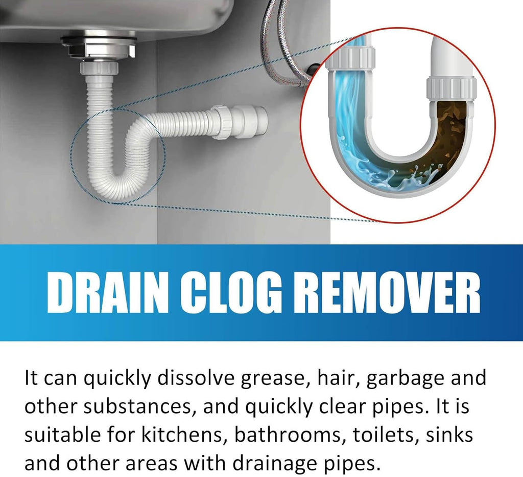 Pipeline Dredging Agent, Drain Clog Remover, Powerful Pipe Dredging Agent Powder, Sink and Drain Pipe Unclogging Agent For Kitchen Toilet (2)