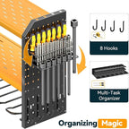 Warome Garage Power Tool Organizer with 8-Outlet Power Strip, Tool Storage Rack Wall Mount with 8 Cordless Drill Holders, Tool Organization Shelf with Charging Station in Yellow