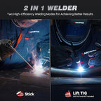 ARCCAPTAIN 220Amp 10PCS Rods Stick Welder, [Large LED Display] ARC/Lift TIG Welding Machine with Synergic Control, IGBT Inverter 110V/220V MMA Welder Machine with Hot Start, Arc force, and Anti-Stick