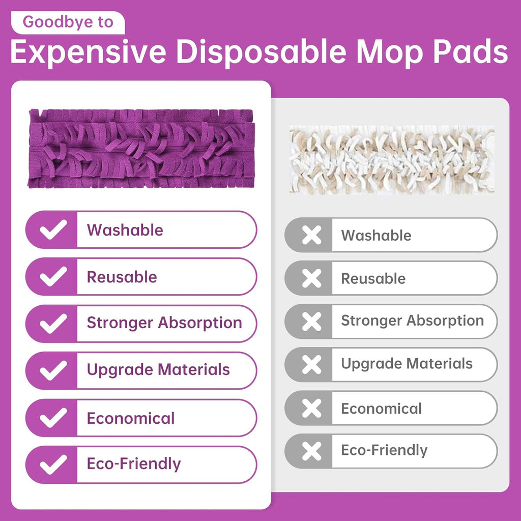 8 Pack Mop Refill Pads for Swiffer PowerMop Multi-Surface Mop and PowerMop Wood Mop, Washable & Reusable Replacement Microfiber Mopping Pads (8 Purple)