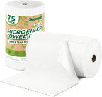 Microfiber Cleaning Cloths Roll, 75 Pack Tear Away Microfiber Towels Roll, 12" x 12" Lint Free Rags, Reusable Cleaning Cloths, Washable, Scratch Free,Ultra Absorbent Dish Rags(White)