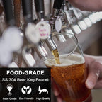 Wadoy Beer Keg Cleaning Kit, Draft Line Shank Replacement Parts, ID 3/16" OD 7/16" Hose 5ft With 1/4'' Keg Coupler Barb, Self-Closing Tap Faucet for Kegerator