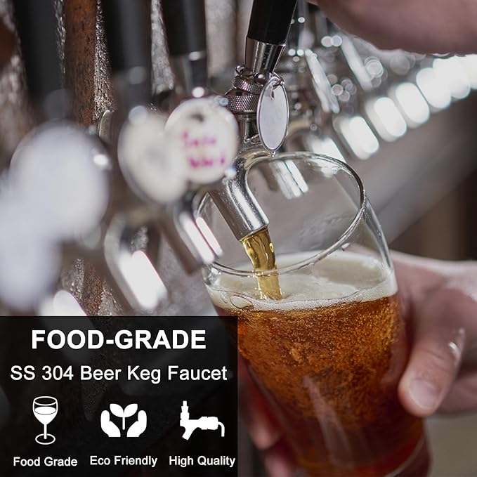 Wadoy Beer Keg Cleaning Kit, Draft Line Shank Replacement Parts, ID 3/16" OD 7/16" Hose 5ft With 1/4'' Keg Coupler Barb, Self-Closing Tap Faucet for Kegerator