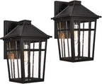 Darkaway 2pcs Outdoor Sconce Lights Wall Light Fixtures, 14inch Large Porch Light Outdoor Wall Anti-Rust Black Aluminum with Glass for Patio Yard Doorway Garage