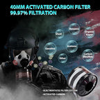 Gas Masks Survival Nuclear and Chemical, Gas Mask with 40mm Activated Carbon Filter and P-A-1 Filter, Full Face Respirator Mask for Chemicals, Gases, Welding, Vapors, Spray Paint