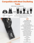 VEVOR 30-Piece Oscillating Saw Blades, Quick Release Multi Tool Blades Kits, 8 Types Oscillating Multitool Blade for Wood Plastic Metal, Compatible with Dewalt Ryobi Milwaukee Hitachi Chicago Fein