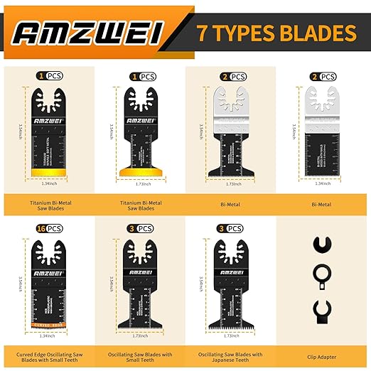 28PCS Oscillating Saw Blades, Professional Universal Titanium Multitool Blades for Wood Metal, Quick Release Multi Tool Blades Kits Compatible with Dewalt Ryobi Milwaukee Rockwell Fein