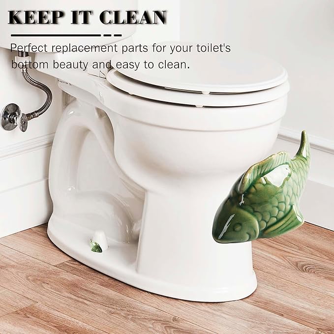 Toilet Bolt Caps, Fish Ceramic Toilet Bolt Caps, Fun and Cute Bathroom Decor for Easy Toilet Installation - Decorative Covers for Toilet Bolts (Green fish 2pcs)