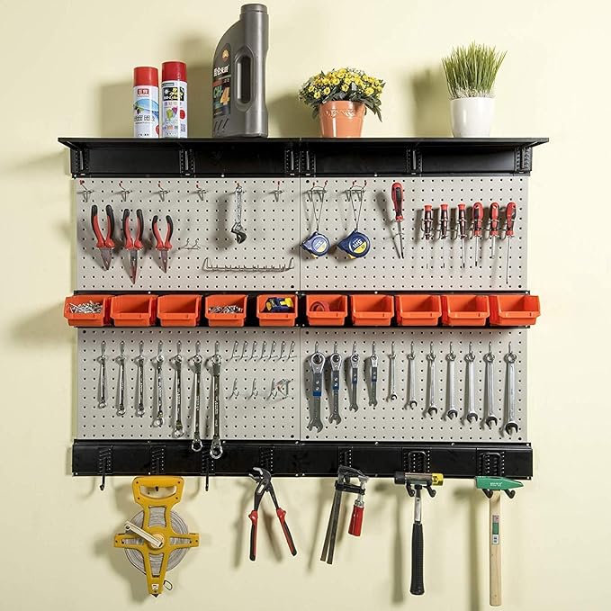 Ultrawall Pegboard Wall Organizer, 48X 36 inch Garage Storage Pegboard with Hooks Storage Bins Tool Board Panel Tool Organizer, 72pcs