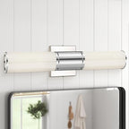 Bathroom Light Fixtures, 2-Light Vanity Lights for Mirror with Milk Glass Shade, Chrome Up and Down Wall Sconces for Bathroom Bedroom Hallway, VL834-CH-ML