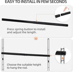 STORAGE MANIAC Hanging Closet Rod, Adjustable Width and Height Closet Hanging Organizer, Space-Saving Clothes Hanging Bar, Closet Extender Hanging Rod Double Closet Hanging Rod, 1 Pack Black