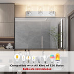 Aipsun Chrome Vanity Light for Bathroom 3 Light Farmhouse Bathroom Lights Fixtures Over Mirror with Clear Glass Shade(Exclude Bulb)