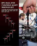 Lichamp 8 Pieces SAE T Handle Allen Wrench Set, 5/64-3/8 Inch, Ball Head, Standard Long Tee Handle Allen Hex Key Set, Heavy Duty Excellent
