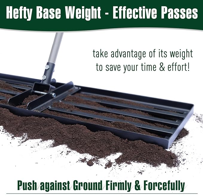 Jardineer Lawn Leveling Rake 45 Inches with 72 Inches Long Handle, Yard Leveling Rakes for Grass Soil, Lawn Leveler Rake Heavy Duty, Ground Dirt Leveler for Yard