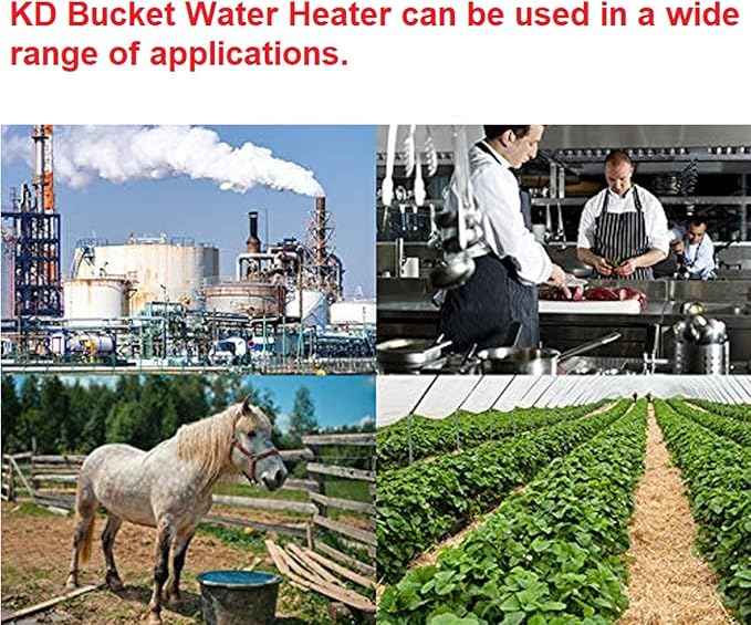 KD 1500W Immersion Bucket Water Heater, Auto Shutoff, Overheating Prevention, Auto Water Level Senor, Adjustable Thermostat, Easy-to-Use (WHITE / 1500 WATT)