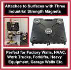 The OmniShelf Magnetic Portable Workstation + Toolbox, Computer & Laptop Stand, Multimeter Case, Utility Shelf w/ 40 lb Capacity, Hands Free Workstation Attaches to HVAC, Trucks & More (3 Count)