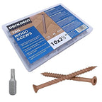 Wood Screws #10 x 3, Tan Ruspert Coating Exterior Deck Screws, Torx/Star Drive Flat Head,Twist Shank, Cut Tip/Thread, Bit Included, 1 lb/Box