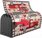 Valentines Day Mailbox Cover Magnetic Standard Size 25.5 x 21 Inch Love Hearts Red Truck Black White Buffalo Plaid Valentines Decoration Mailbox Cover Romantic Post Box Cover Wraps Garden Yard Decor