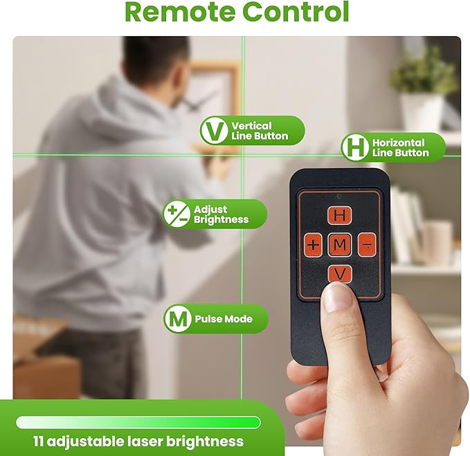 Laser Level 360 Self Leveling, 3x360° 3D Green Line Laser Level for Picture Hanging, Rechargeable Lazer Level with Type-C Charger, 2 * 6000mAh Batteries, Magnetic Rotating Stand and Hard Case
