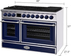 Akicon 48" Freestanding Gas Cooktop Oven Combo, Features 8 Sealed Burners, 6.7 Cu.ft Rapid Convection Oven, Convertible Fuel (NG/LP), Durable Cast Iron Grating (CBSCBSB1)