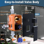 Enga Full Body Shower System with Body Jets, 12 Inch Powerful Rainfall Shower and Handheld Spray, Rough-in Mixer Valve Concealed Shower Faucet Set Complete, Matte Black