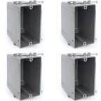 (Pack of 4) Plastic Electrical Box, Grey Outlet Box, Single Gang New Work Junction Box, Captive Nails, 20 cu. Inches, Length 3-5/8'', Width 2-1/8'', Depth 3-1/4''