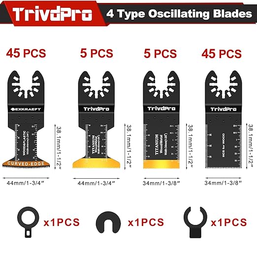 Multitool Blades Multi-Tool Blades Kits - TrivdPro 100pcs Oscillating Tool Blade Oscillating Saw Blades for Metal Wood Plastic, Oscillator Blades for Multi Tool Fits Dewalt Milwaukee Ryobi Fein Bosch