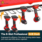 Warome Garage Power Tool Organizer with 8-Outlet Power Strip, Tool Storage Rack Wall Mount with 8 Cordless Drill Holders, Tool Organization Shelf with Charging Station in Red