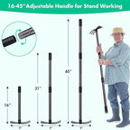 Hoe Garden Tool,45 Inch Long Garden Hoe and Cultivator, Garden Hand Tiller with Long Handle,Heavy Duty Garden Tools Hoe Cultivator for Gardening,Weeding, Tilling,Lossening Soil,Planting