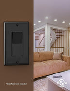 AIDA 3 Way Decorative Light Switch, Electric Switches,15Amp, 120/277 Volt, 3 Way Rocker Switch, Wall Switch Replacement, Self-Grounding, Residential/Commercial Grade, UL Listed 20 Pack, Glossy Black